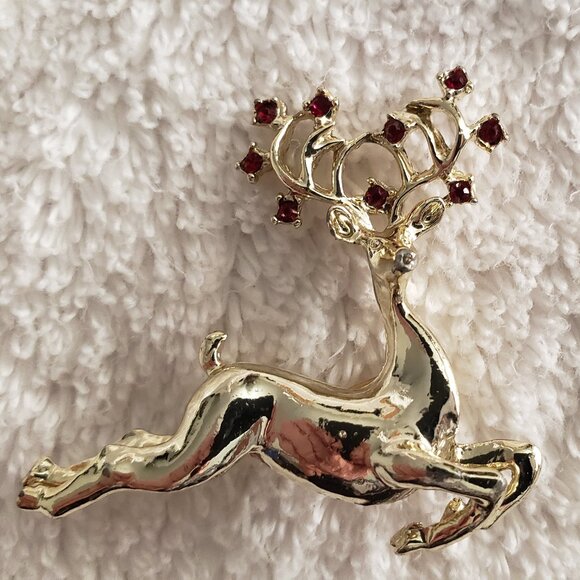 Vintage Dodds Doddz Pin Leaping Reindeer Antlers Pinback 11 W 30th St Newark - Picture 1 of 7